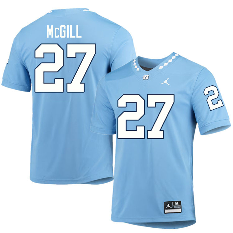 #27 Jaylen McGill North Carolina Tar Heels College Football Jersey Stitched-Carolina Blue